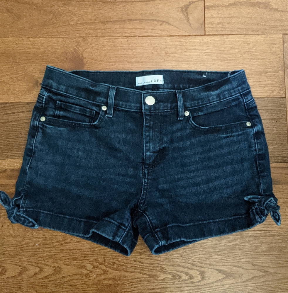 Loft Made and Loved tie hem denim shorts